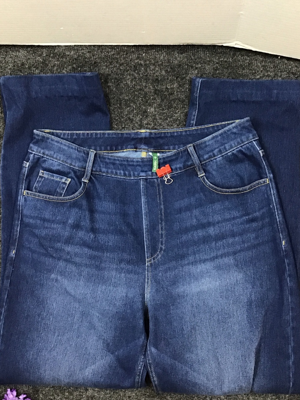 HALARA Indigo Flex tummy control Straight-Leg knit denim Jeans L